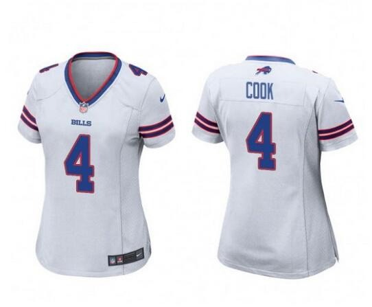Women's Buffalo Bills #4 James Cook White Stitched Football Jersey(Run Small)